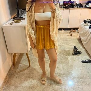 High Waist Mustard Shorts for Women